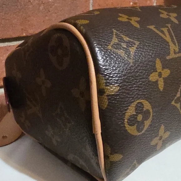 Louis Vuitton Mini Speedy Brown and Tan Monogram Satchel 1990s Excellent - Picture 5 of 15